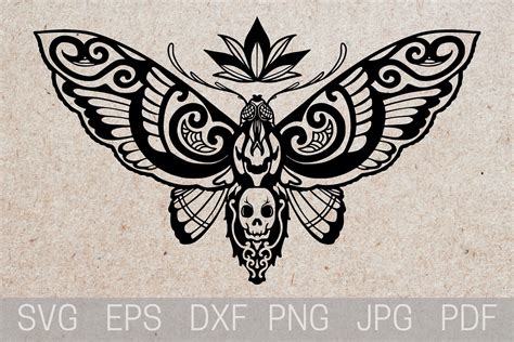 Death Moth Tattoo Stencil, Moth SVG Graphic by tattooworker · Creative Fabrica