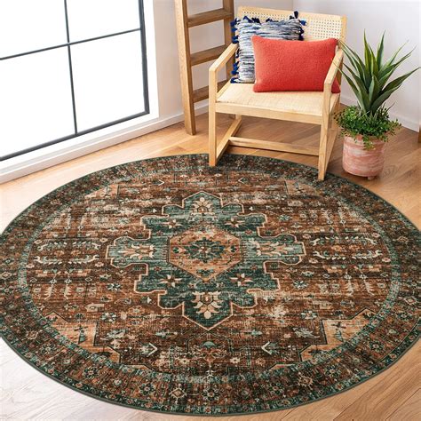 Moynesa Ultra Thin Washable Round Rug Ft Entryway Vintage Kitchen