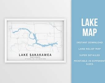 Lake Sakakawea Map Printable - Etsy