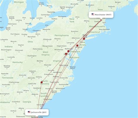 All Flight Routes From Manchester To Jacksonville Mht To Jax Flight