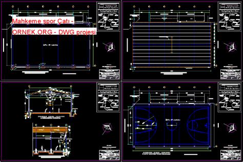 Proje Sitesi Mahkeme Spor Çatı Autocad Projesi