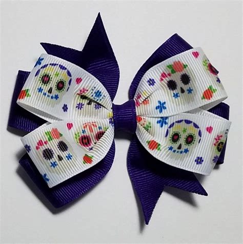 Sugar Skull 35 Hair Bow By Simpleuniquebowsllc On Etsy Sugar Skull Hair Bows Pinwheel Bow