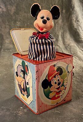 VINTAGE DISNEY MICKEY MOUSE IN THE MUSIC BOX, TIN JACK IN BOX 1958 ...