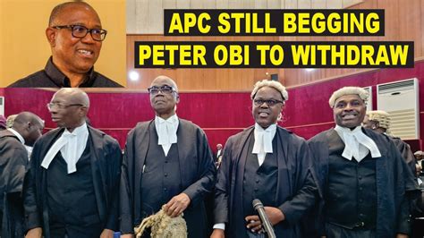 Pres Election Petition Peter Obi In Tribunal As Apc Lawyer Begs For