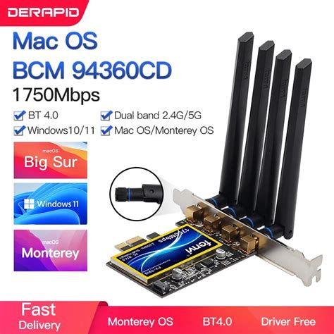 Mbps Fenvi T Pcie Wifi Card Adapter Bcm For Macos