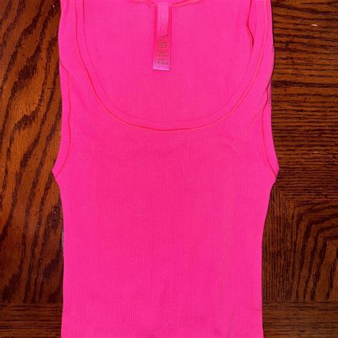 Skims Cotton Rib Tank And Boxer Set In Hot Pink Depop