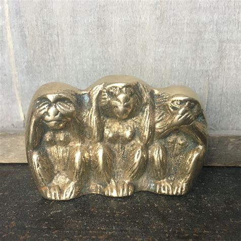 Brass Monkeys See No Evil Hear No Evil Speak No Evil Etsy Brass