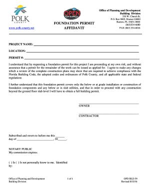 Fillable Online Foundation Permit Affidavit Opd Bld Fax Email Print