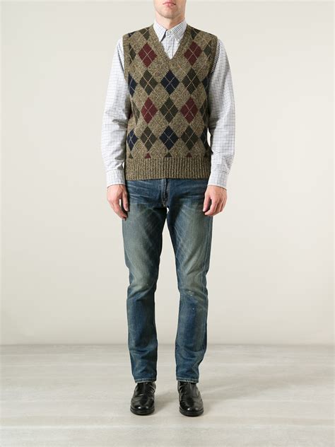 Lyst Polo Ralph Lauren Harlequin Sweater Vest In Brown For Men