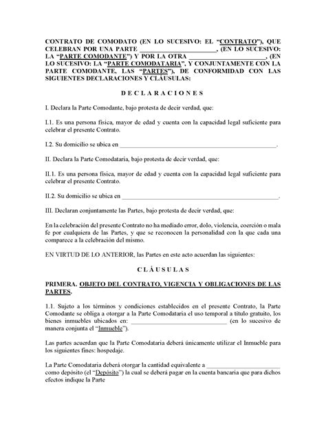 Introducir Imagen Modelo Contrato De Comodato De Bienes Inmuebles