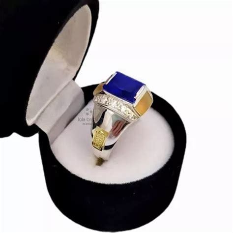 Anel De Formatura Masculino Prata 950 E Símbolos Ouro 18k Pedras