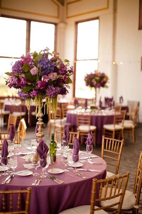 22 Plum Purple And Gold Wedding Color Ideas Gold Wedding Colors Purple Wedding Tables Purple