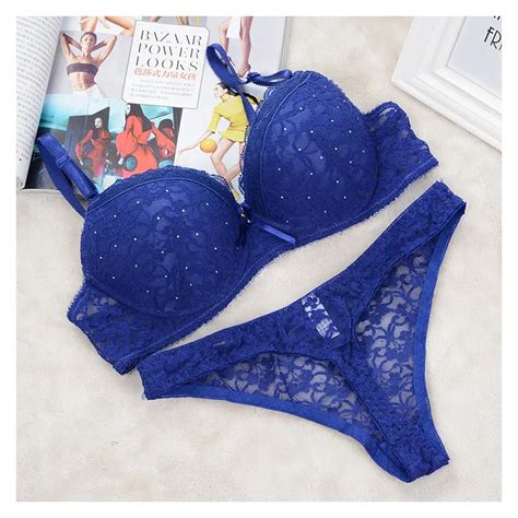 Luxury Sexy Thong France Embroidered Lace Bra Sets For Women Push Up Bra And Panty Set Underwear