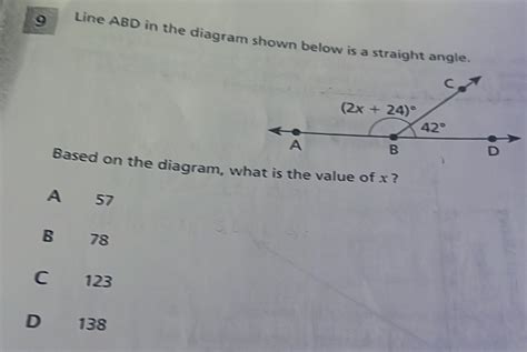 9 Line ABD In The Diagram Shown Below Is A Straight Angle Based On The