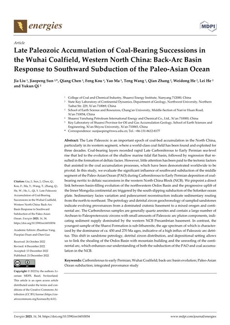 PDF Late Paleozoic Accumulation Of Coal Bearing Successions In The