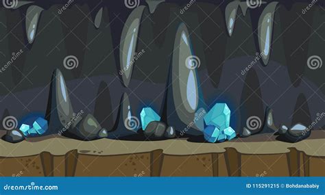 Fundo Sem Emenda Dos Desenhos Animados Da Caverna Escura Ilustra O Do