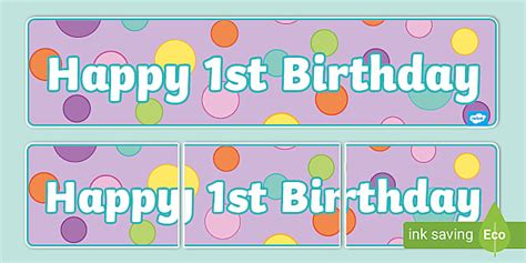 1st Happy Birthday Purple Banner | EYLF | Twinkl - Twinkl