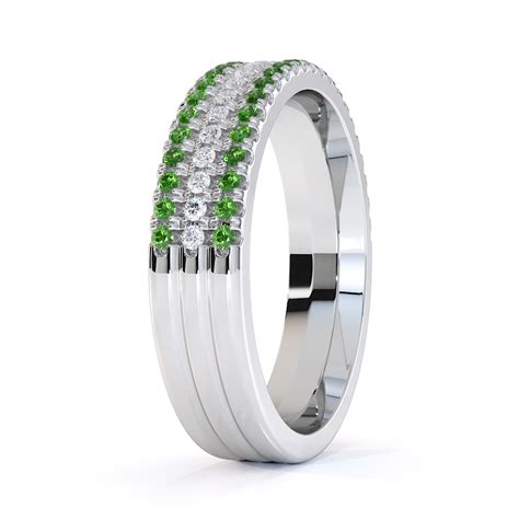 Gold Platinum Green Tourmaline And Diamond Half Eternity Ring Rz1519