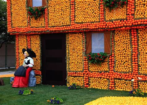 Replica Of A Half Timbered House With Lemons And Oranges In The Bioves