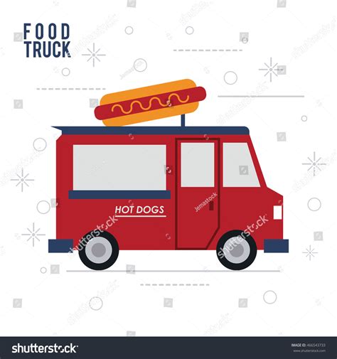 Hot Dog Truck Fast Food Delivery เวกเตอร์สต็อก ปลอดค่าลิขสิทธิ์