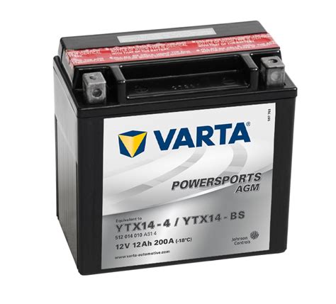 YTX14 BS Varta Powersports AGM Motorcycle Battery 512 014 010