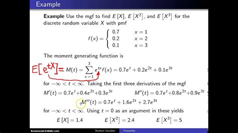 Moment Generating Functions Example 2 Youtube