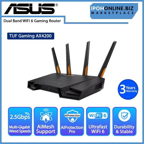 ASUS TUF Gaming AX4200 Dual Band WiFi 6 Gaming Router With 2 5Gbps Port