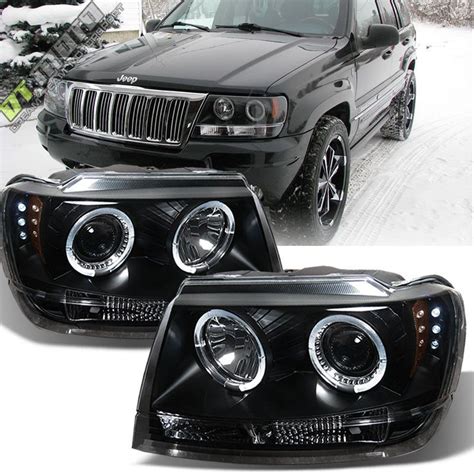 Black Jeep Grand Cherokee Led Dual Halo Projector Headlights