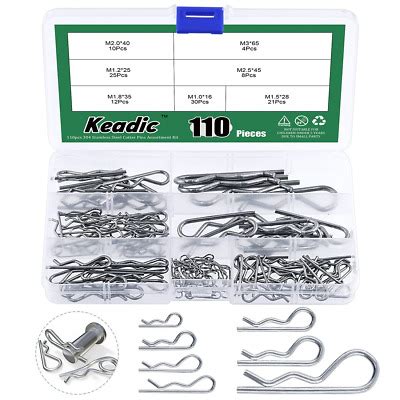 Various Sizes Stainless Steel Cotter Pin Assortment Set Value Kit