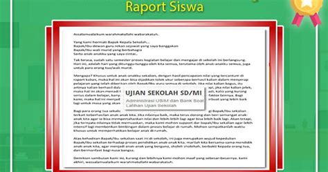 Teks Pidato Sambutan Kepala Sekolah Pembagian Raport