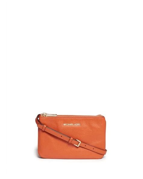 Michael Kors Bedford Gusset Leather Cross Body Bag In Orange Lyst