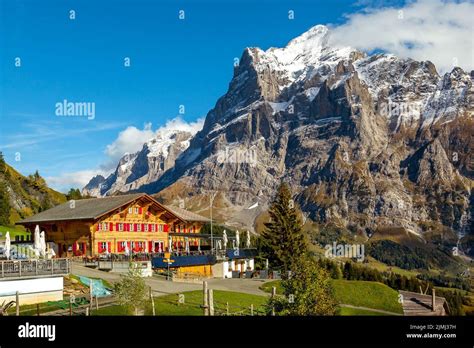 Grindelwald, Switzerland village and mountains view Stock Photo - Alamy