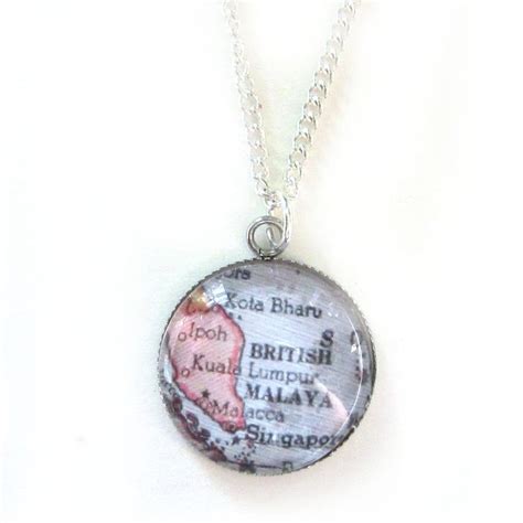 Personalized Map Necklace Asia Variations 25 Mm