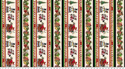 Quilting Treasures Steampunk Christmas Border Stripe Cream