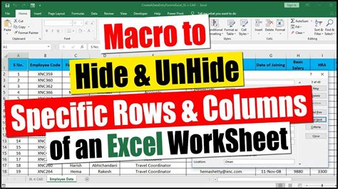 Macro To Hide And Unhide Specific Rows And Columns In An Excel