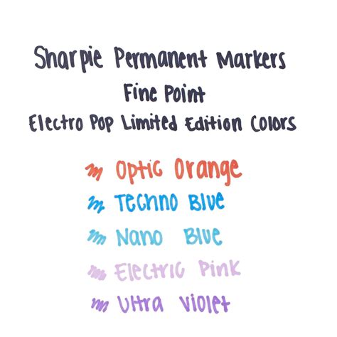 Sharpie Electro Pop Limited Edition Set Of 5 Markers Fine Etsy