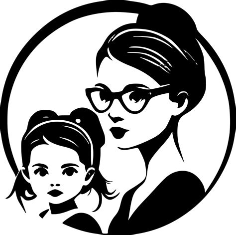 Mother Daughter Minimalist And Simple Silhouette Vector Illustration