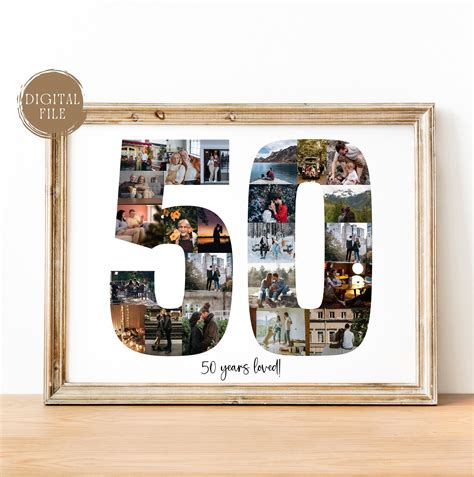 Custom 50 Collage 50th Birthday Collage Print Photo Collage Etsy