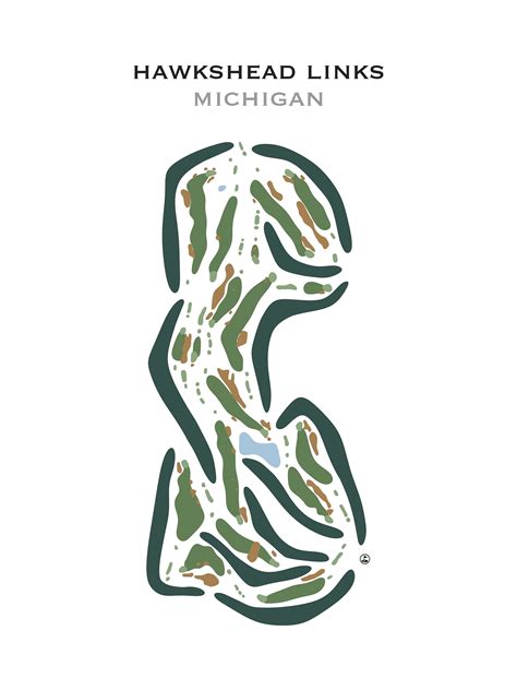 Hawkshead Links Michigan Golf Course Map Home Decor Etsy