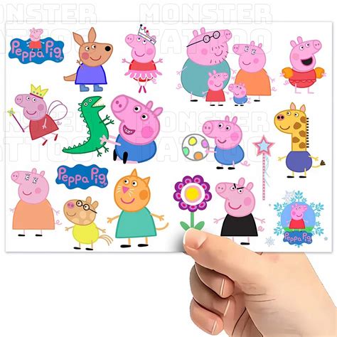 TATUAŻE ZMYWALNE WODNE DLA DZIECI DZIECIĘCE PEPPA PIG WZORY SUPER