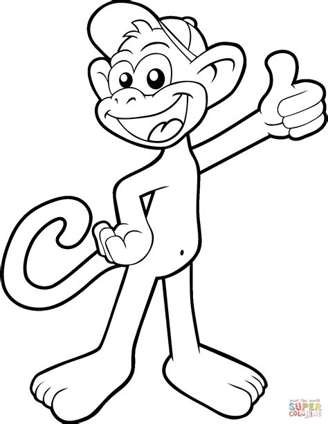 Cute Cartoon Monkey Coloring Page Free Printable Coloring Pages