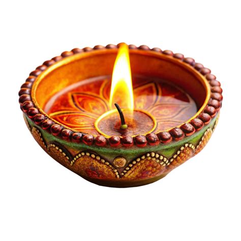 Bright Diya Lamp With Flowers For Diwali Night 51090281 Png