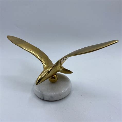 Vintage Brass Bird In Flight Sculpture Statue On Marble Base Etsy