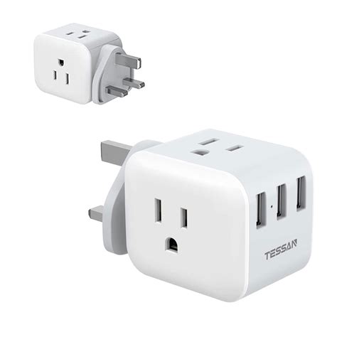 Buy Tessan Uk Travel Plug Adapter3 American Outlets 3 Usb Portsus To