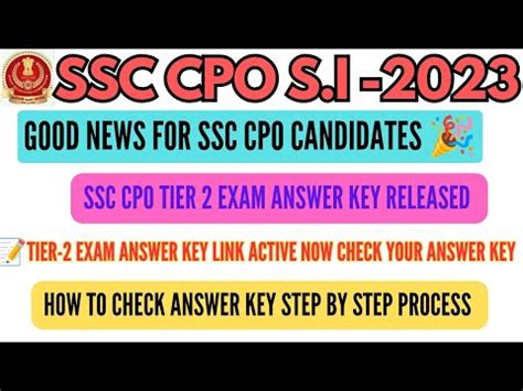 Ssc Cpo Tier Exam Answer Key Released Answer Key Link Active How To