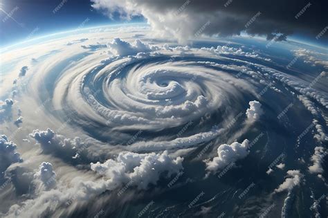 Premium Photo | Aerial view of hurricane weather cloud formation on earth