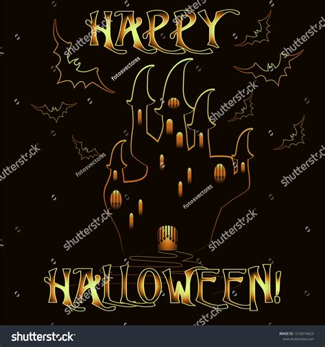 Happy Halloween Invitation Card Castle Vector Stock Vector Royalty