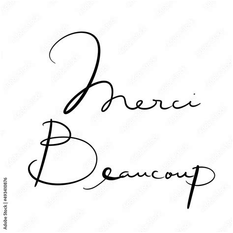 Merci Hand Lettering Brush Ink Calligraphy Vector Illustration Stock