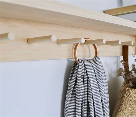 Wooden Peg Rail With Shelf Wooden Peg Rack Wooden Shelf Etsy