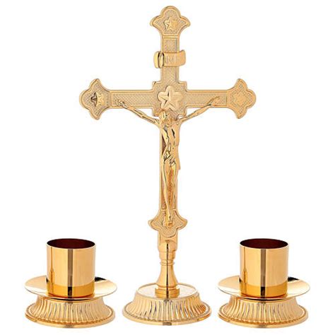 Altar Set In Gold Plated Brass Online Sales On Holyart